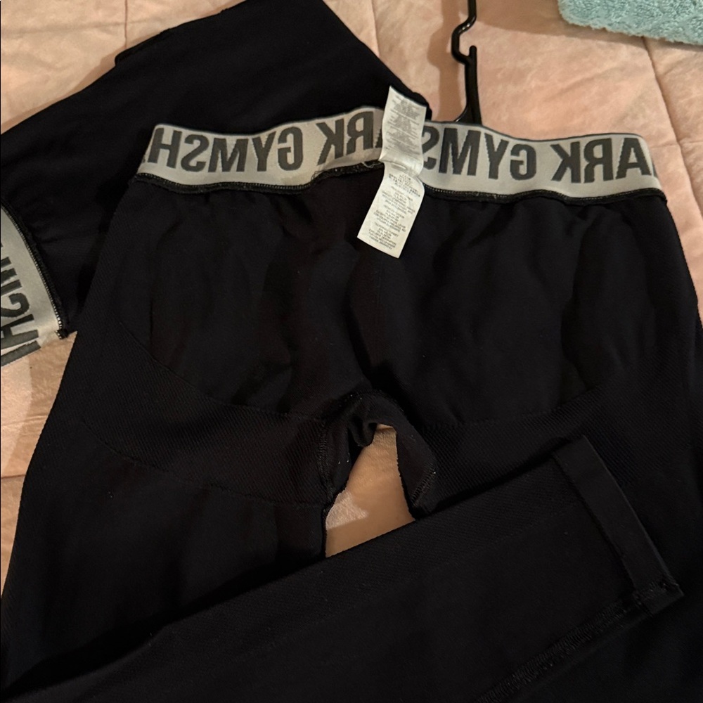 2 for $30 Gymshark Black Leggings with Gray Logo Waistband